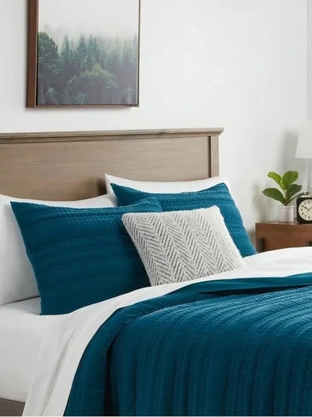 Threshold Teal Quilted Velvet Pillow Shams
